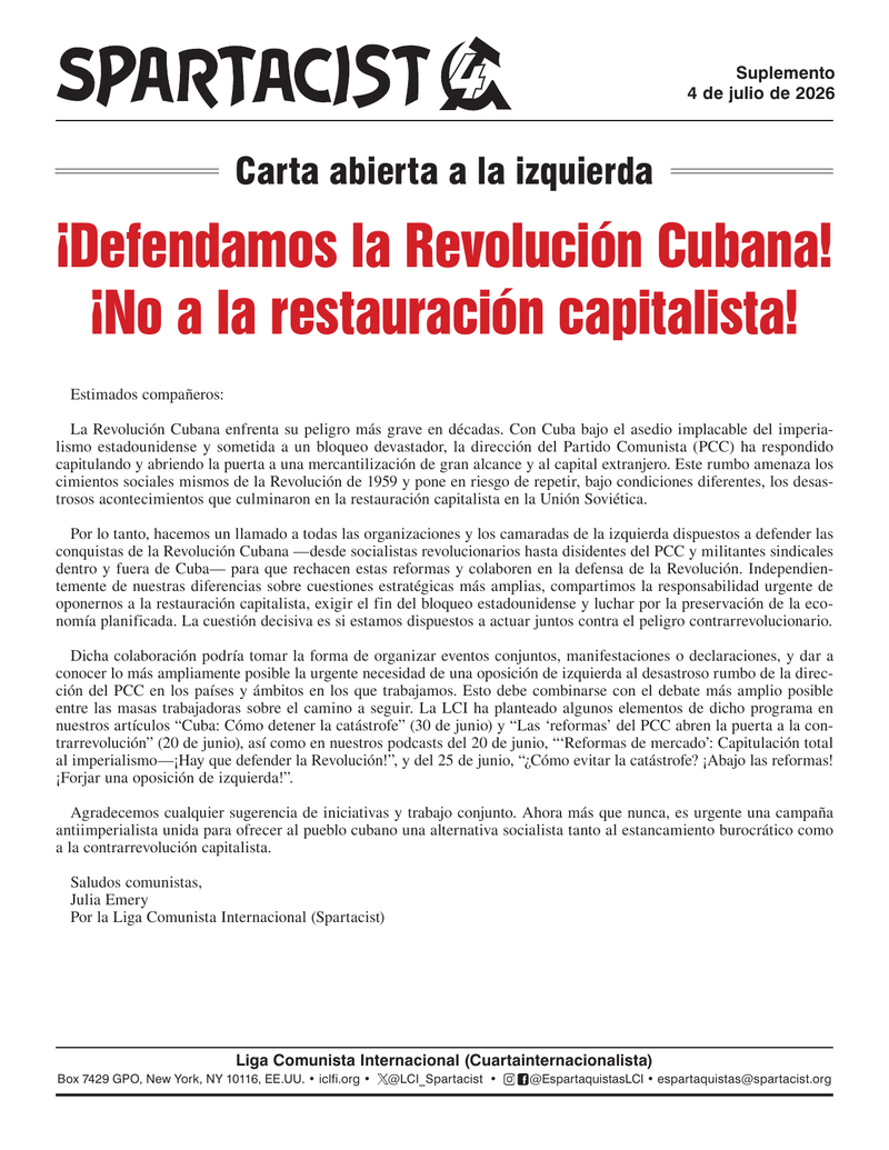 Carta abierta a la izquierda: ¡Defendamos la Revolución Cubana! ¡No a la restauración capitalista!