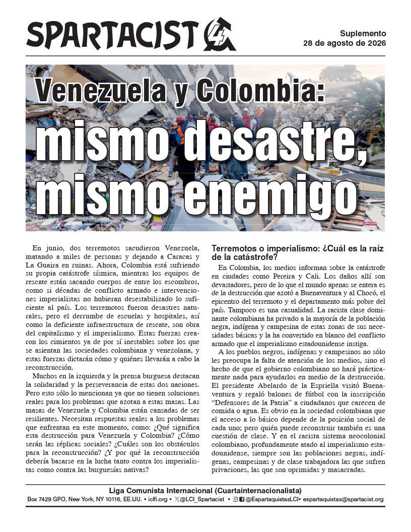 suplemento Spartacist (edición en español)  |  28 de agosto de 2026