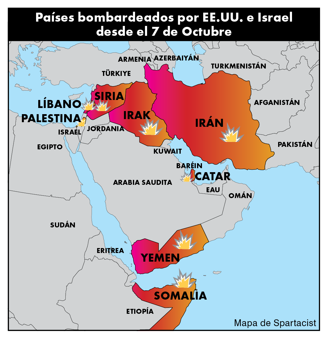 Países bombardeados por EE.UU. e Israel desde el 7 de Octubre