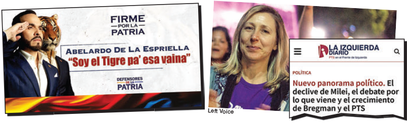 Propaganda electoral del nuevo presidente colombiano De la Espriella. La Izquierda Diario: El declive de Milei, el debate por lo que viene y el crecimiento de Bregman y el PTS
