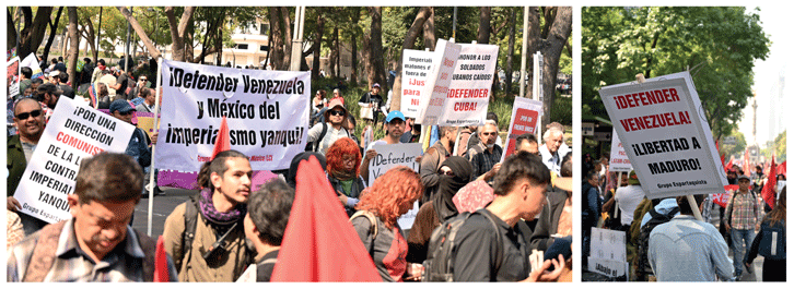 contingente espartaquista en la marcha en defensa de Venezuela, CDMX