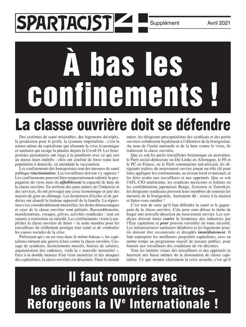 Spartacist (édition en Français) ملحق  |  ١٩ أبريل ٢٠٢١