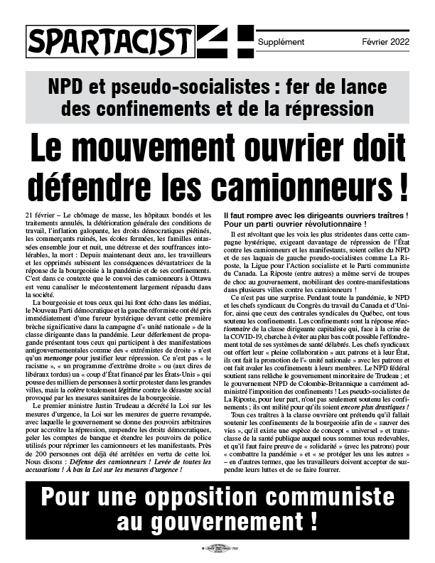 Spartacist (édition en Français) suplemento  |  Pebrero 1, 2022