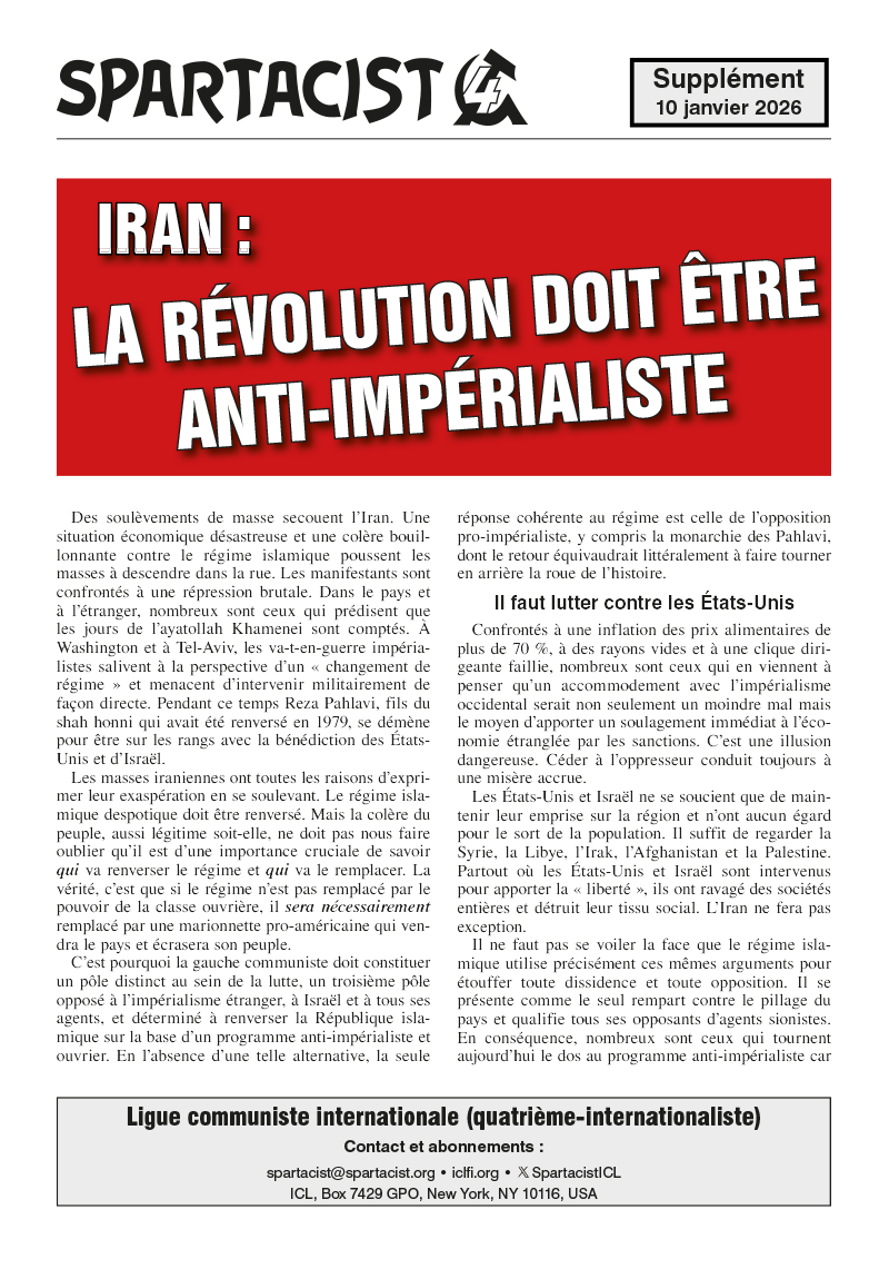 Spartacist (édition en français) (supplément)  |  10 janvier 2026
