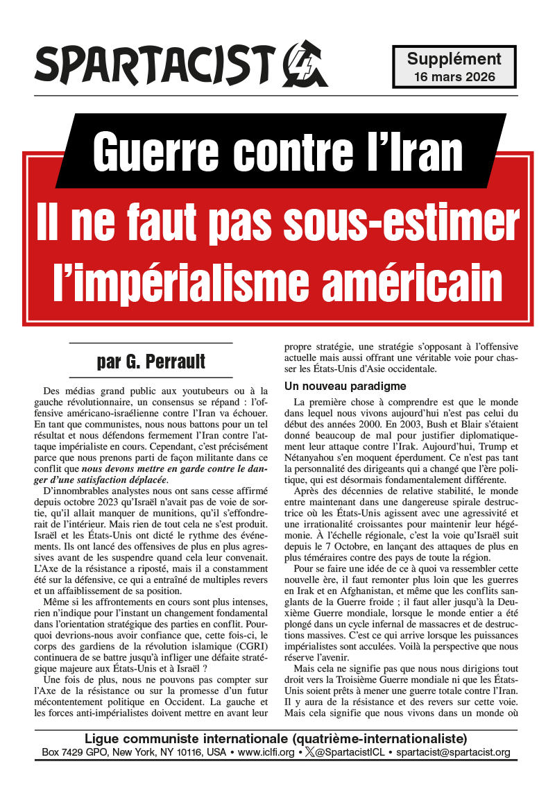 Spartacist (édition en français) (supplément)  |  16 mars 2026