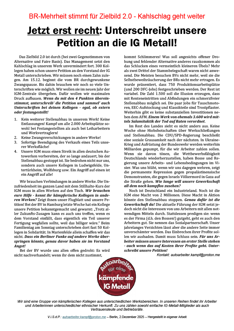 Autoarbeiter-Erklärung  |  2. Dezember 2025