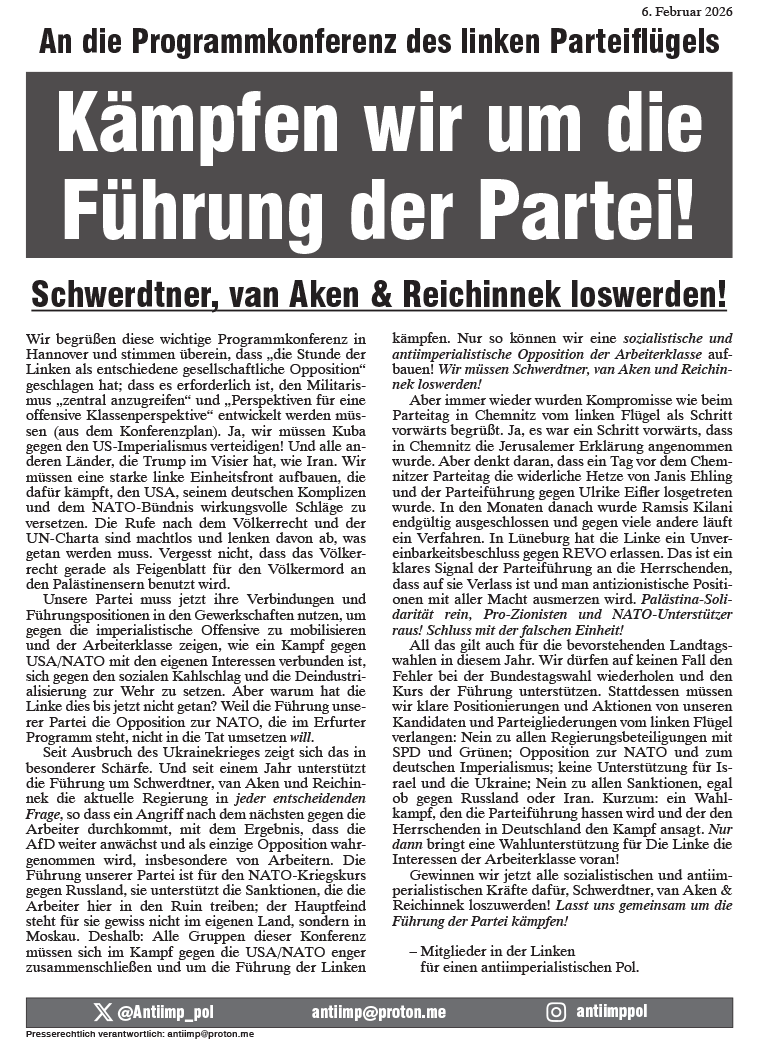 Spartakist Extra  |  6. Februar 2026