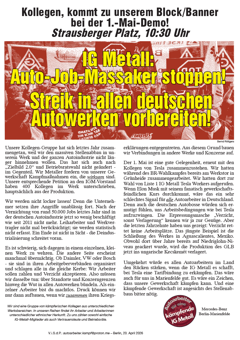 Autoarbeiter-Erklärung  |  20. April 2026