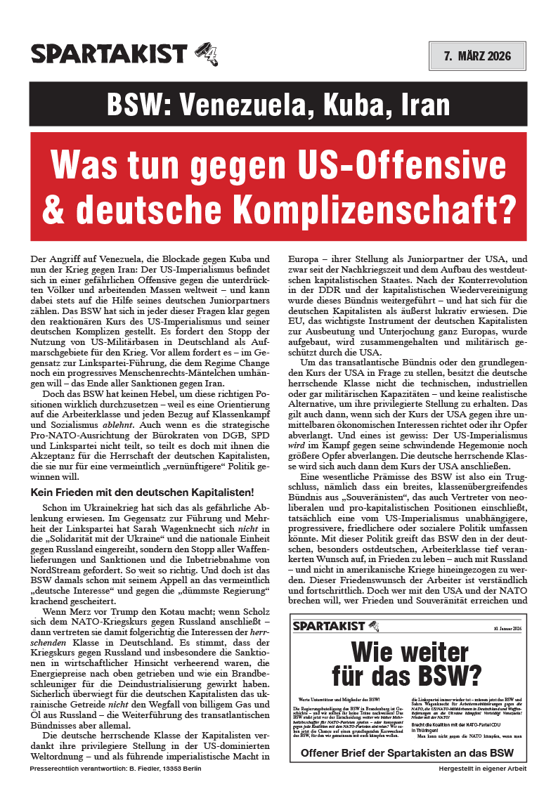 Spartakist Extra  |  7. März 2026