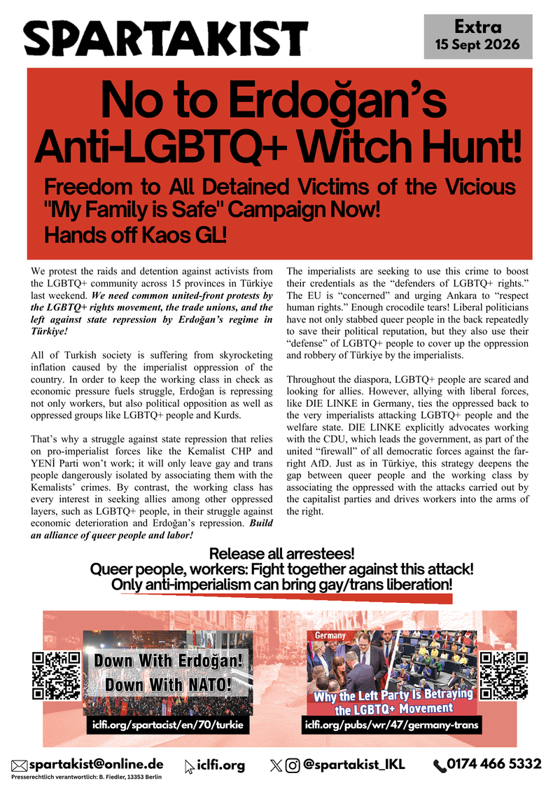 Spartakist supplement  |  15 September 2026
