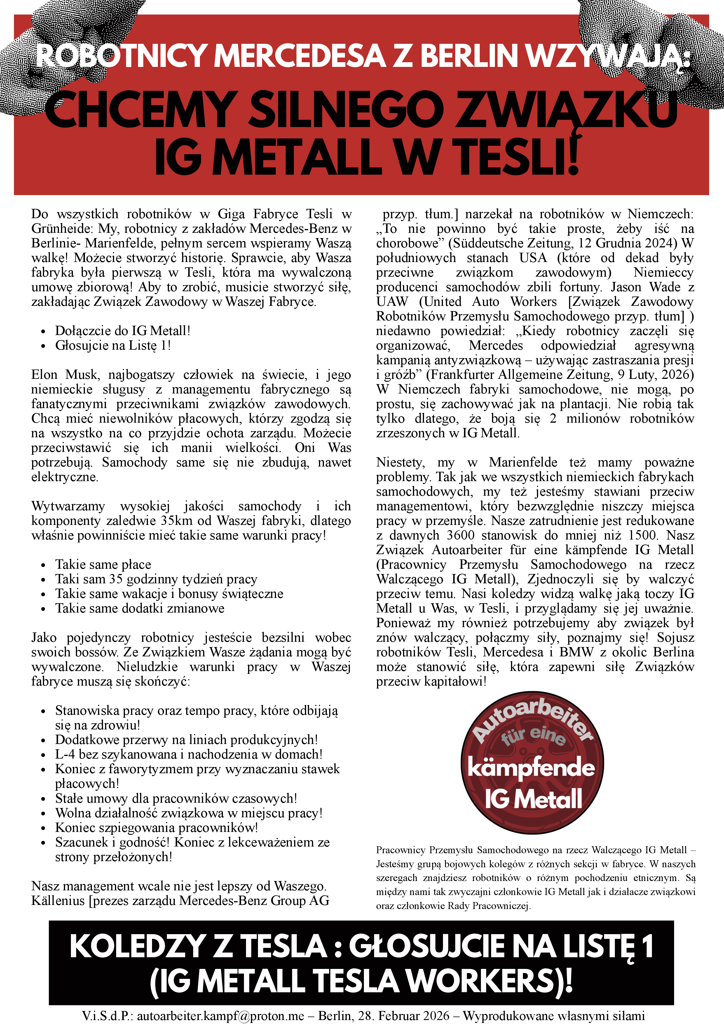 Dodatek Spartakist  |  27 lutego 2026