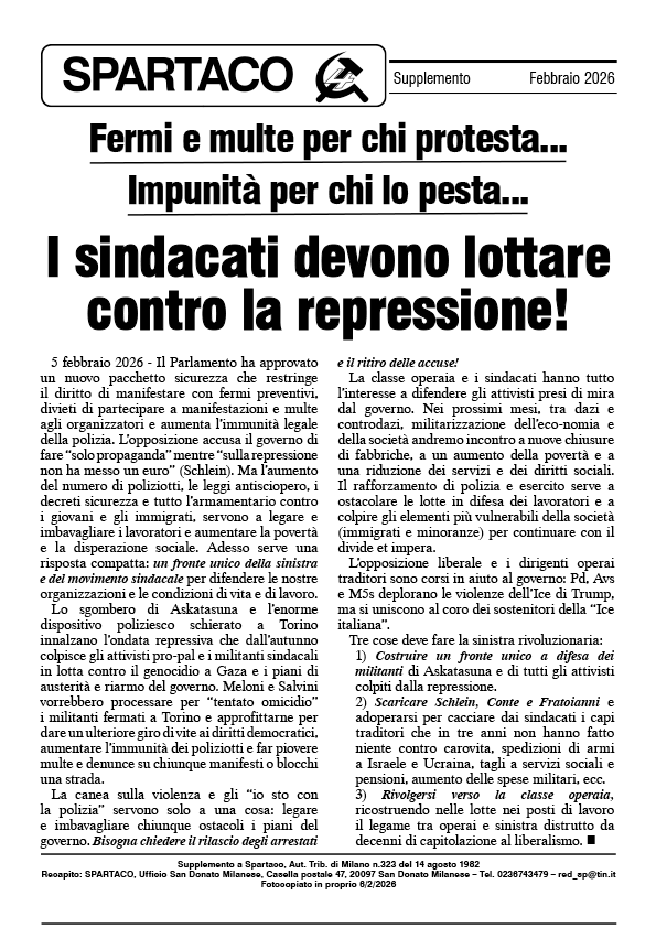 Spartaco supplemento  |  6 febbraio 2026