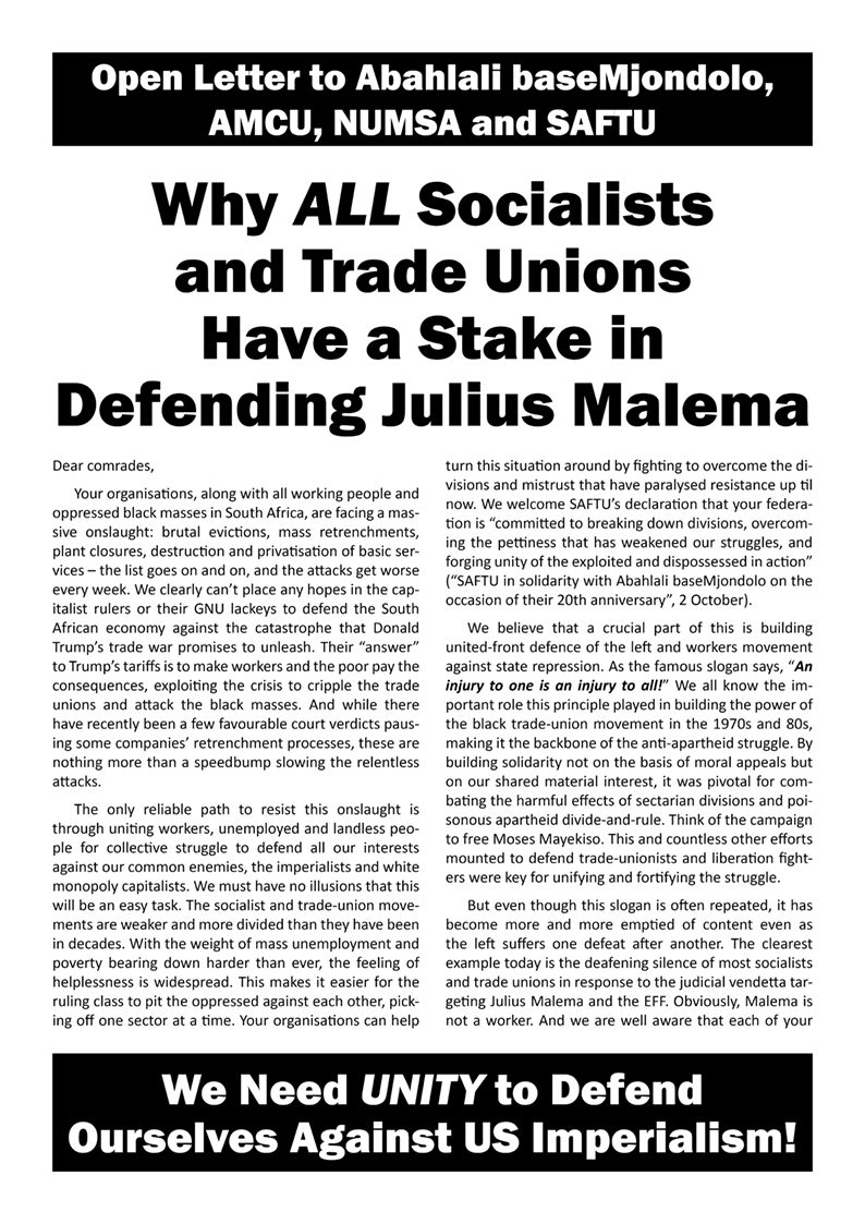 Statements of the Spartacist/South Africa  |  11 December 2025