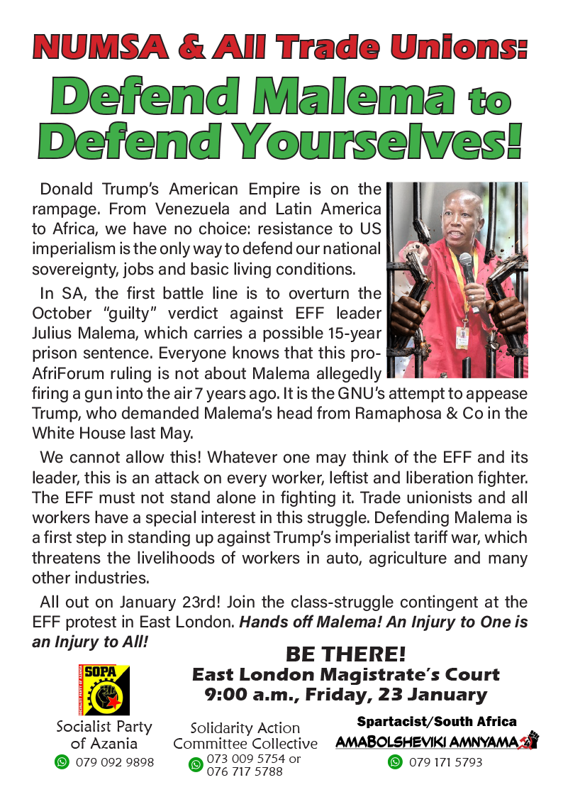 Statements of the Spartacist/South Africa  |  14 January 2026