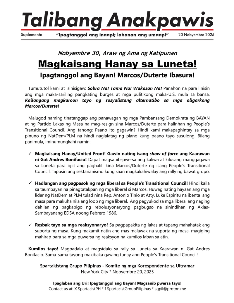 Talibang Anakpawis suplemento  |  Nobyembre 20, 2025