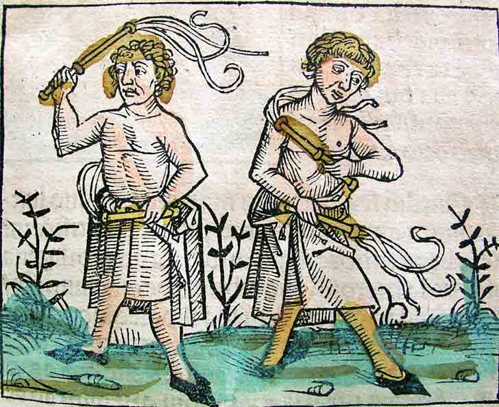 self-flagellation woodcut