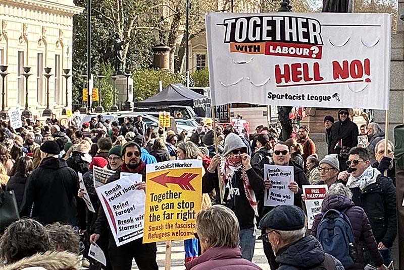 Spartacist banner reads Together with Labour? Hell No!