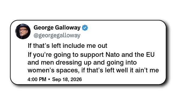 Tweet by Galloway opposing trans rights