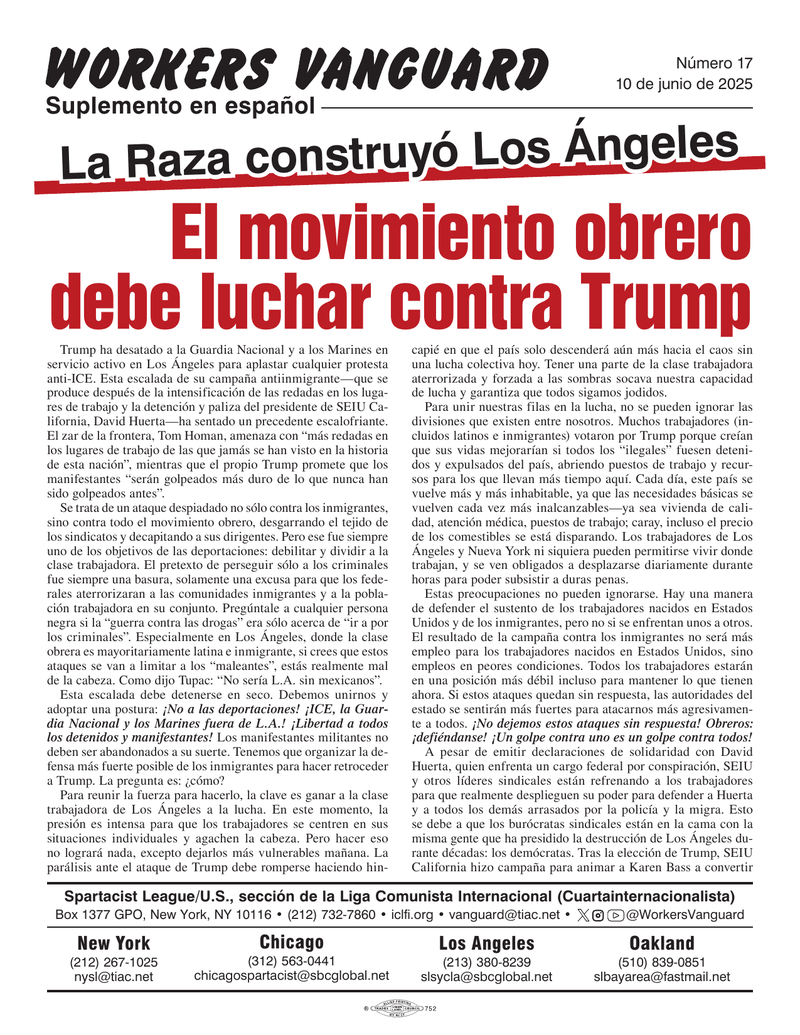 Suplementos en español de Workers Vanguard No. 17  |  10 de junio de 2025