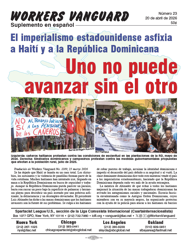 Suplementos en español de Workers Vanguard No. 23  |  20 de abril de 2026