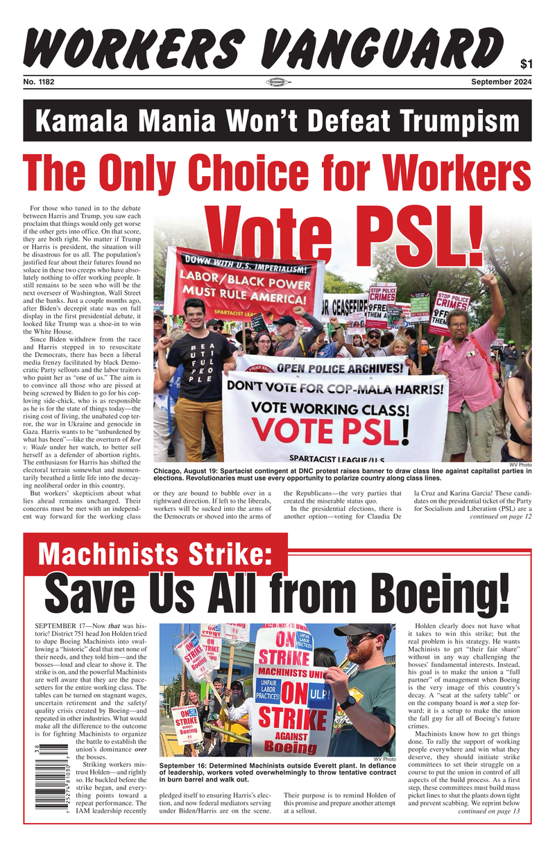 Workers Vanguard No. 1182  |  17 September 2024