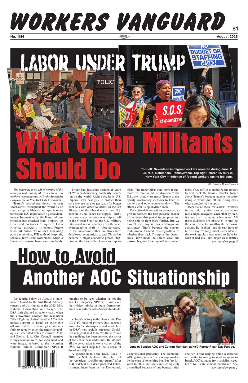 Workers Vanguard No. 1186  |  19 August 2025