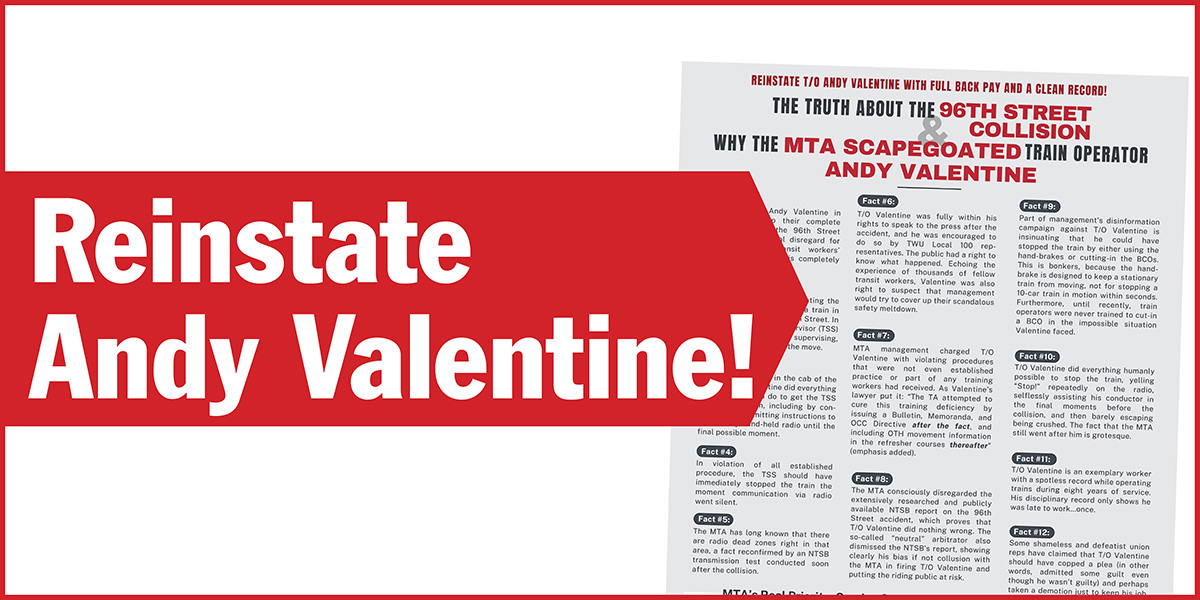 Reinstate Andy Valentine! | NYC Train Operator Axed for Doing His Job