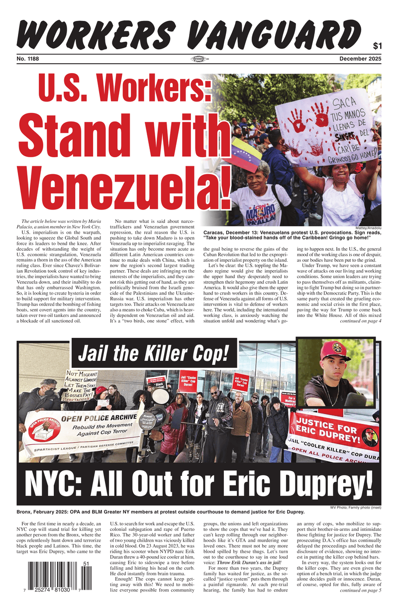 Workers Vanguard No. 1188  |  20 December 2025