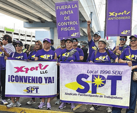 SEIU contingent at May Day march, San Juan.