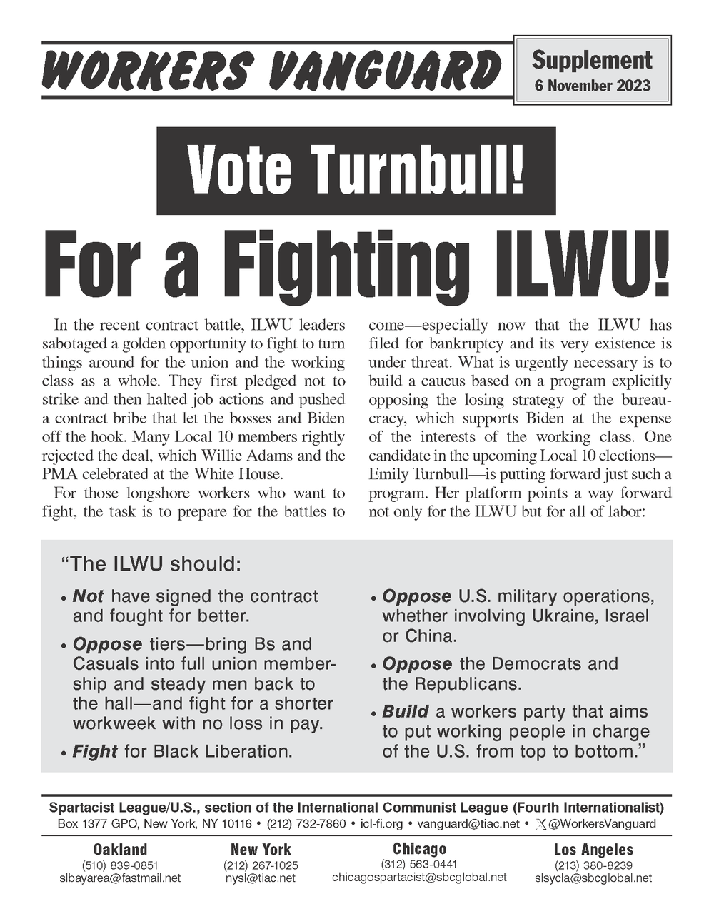 For a Fighting ILWU!  |  6 בנובמבר 2023