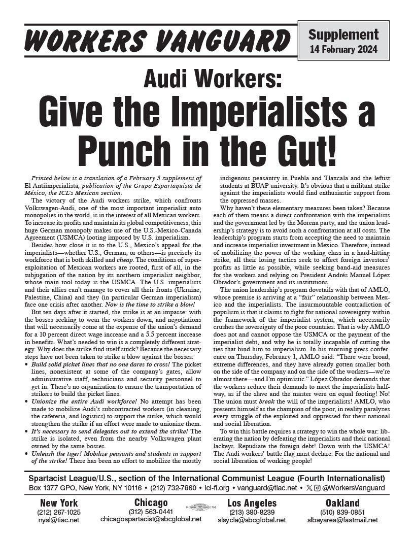Audi Workers: Give the Imperialists a Punch in the Gut!  |  14 בפברואר 2024