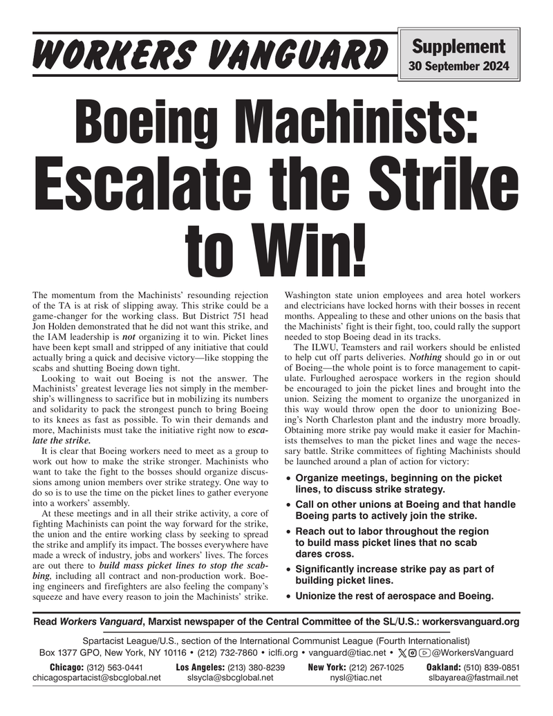 Boeing Machinists: Escalate the Strike to Win!  |  30 September 2024