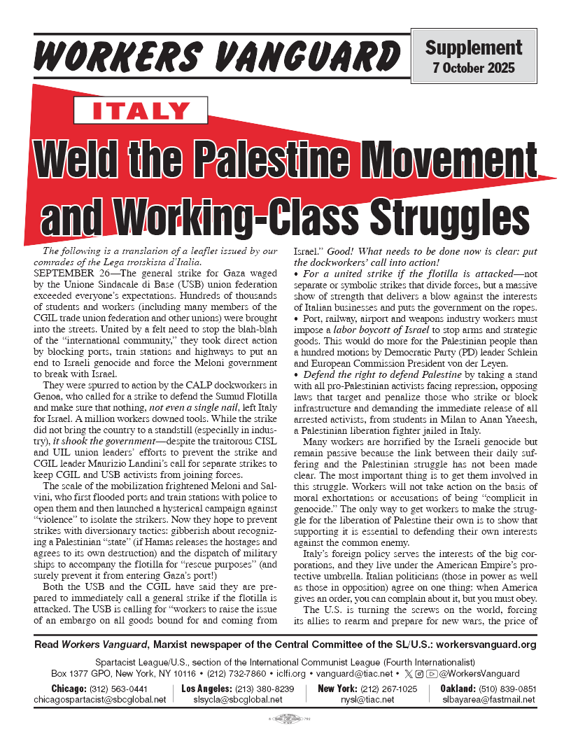 Workers Vanguard supplement  |  7 October 2025