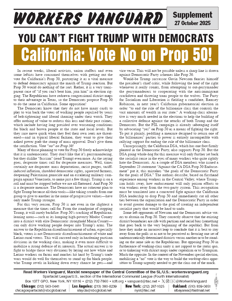 Workers Vanguard supplement  |  28 October 2025