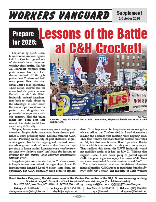 Workers Vanguard supplement  |  1 October 2026