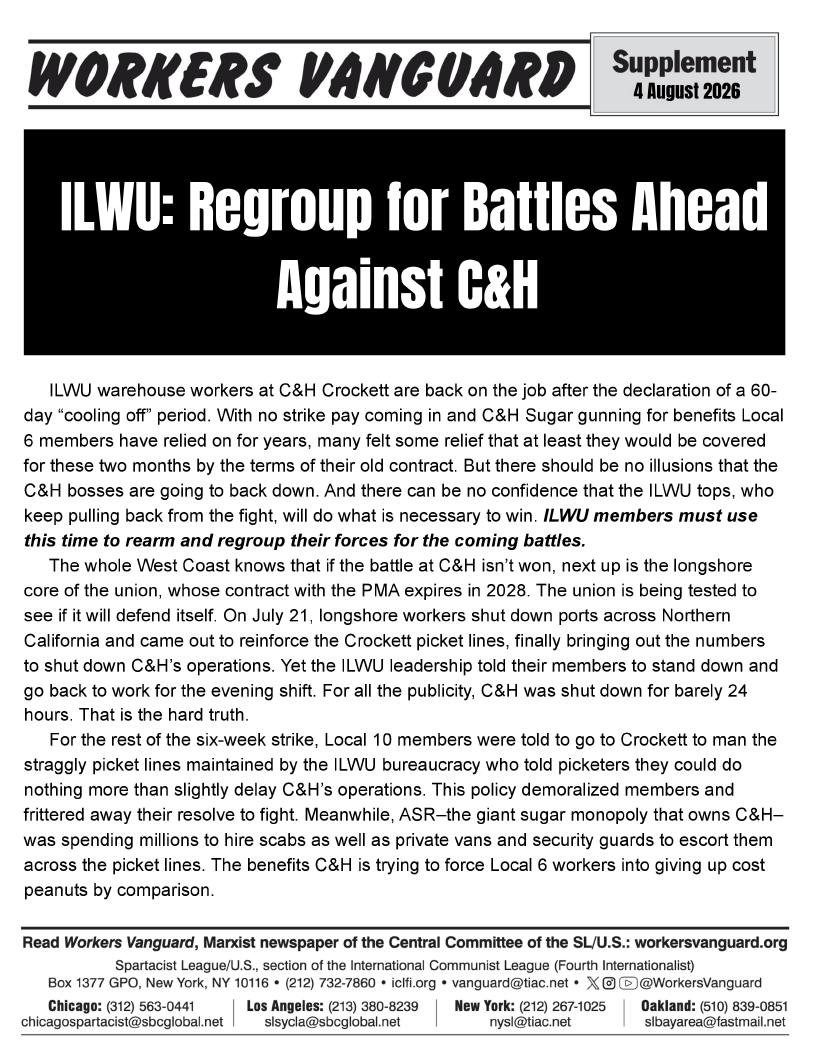 Workers Vanguard supplement  |  4 August 2026