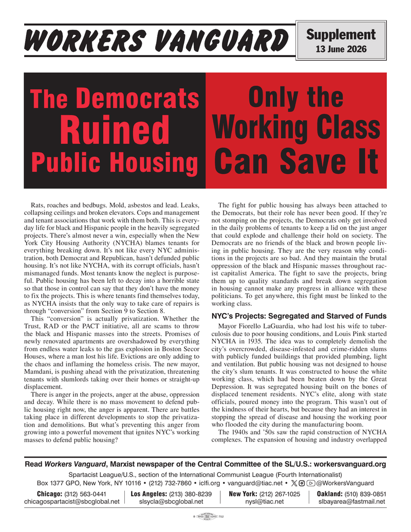 Workers Vanguard supplement  |  13 June 2026