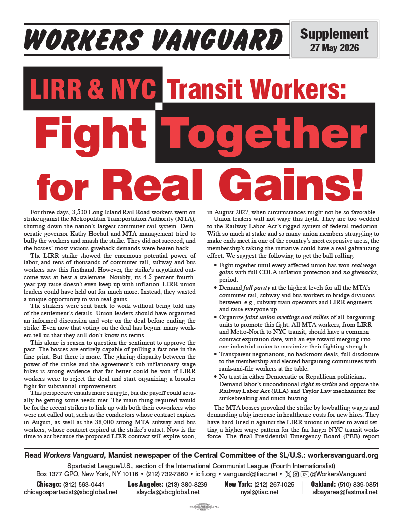 Workers Vanguard supplement  |  27 May 2026
