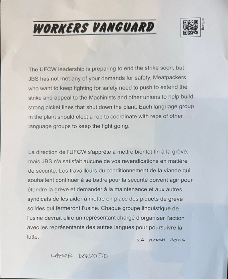 Workers Vanguard supplement  |  26 March 2026
