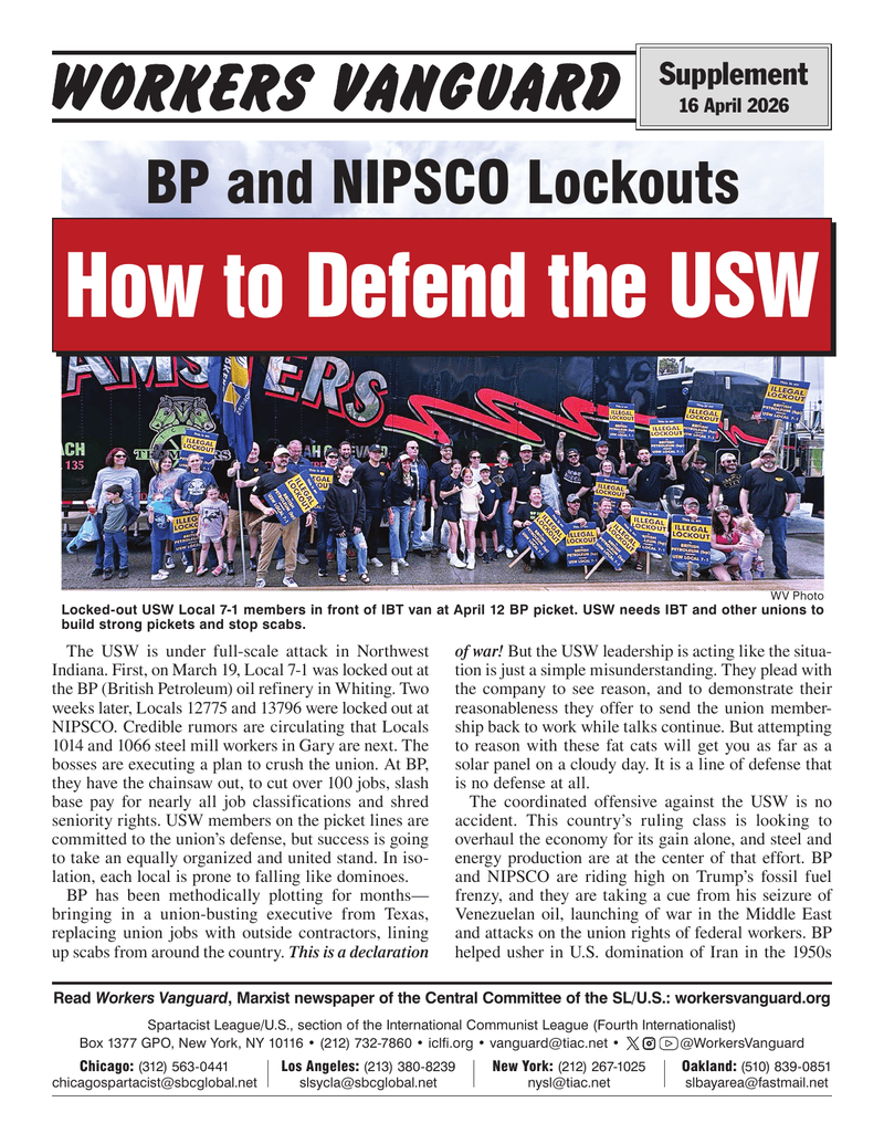 Workers Vanguard supplement  |  16 April 2026