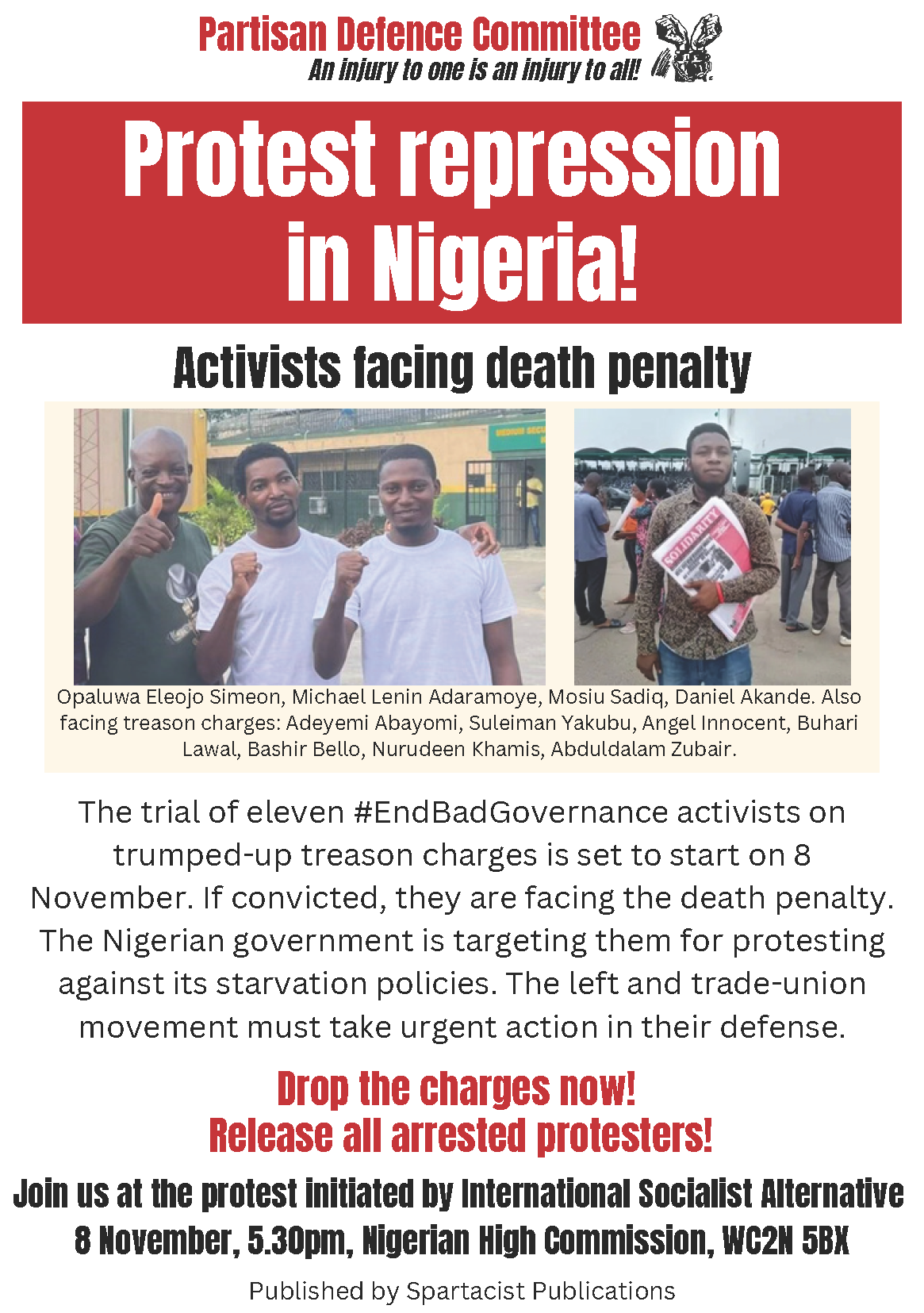 Protest repression in Nigeria! | Activists facing death penalty