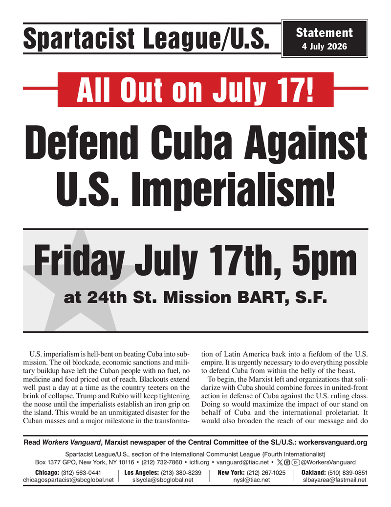 Defend Cuba Against U.S. Imperialism!