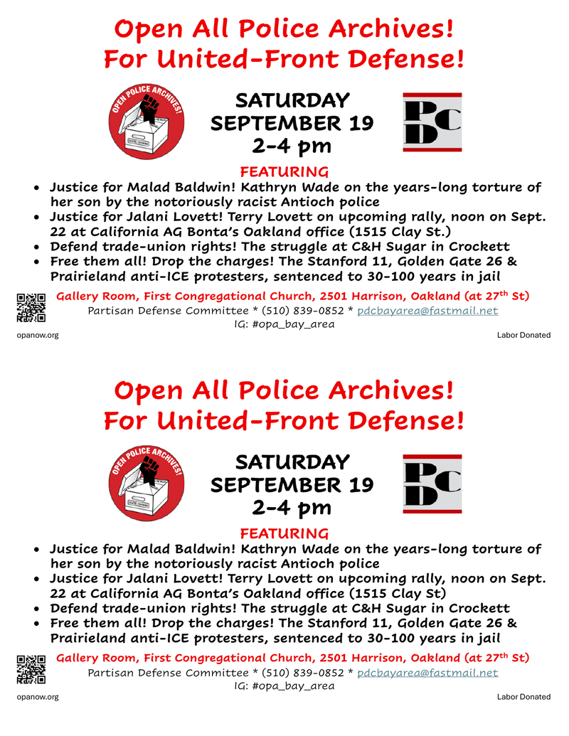 Open All Police Archives! For United-Front Defense!